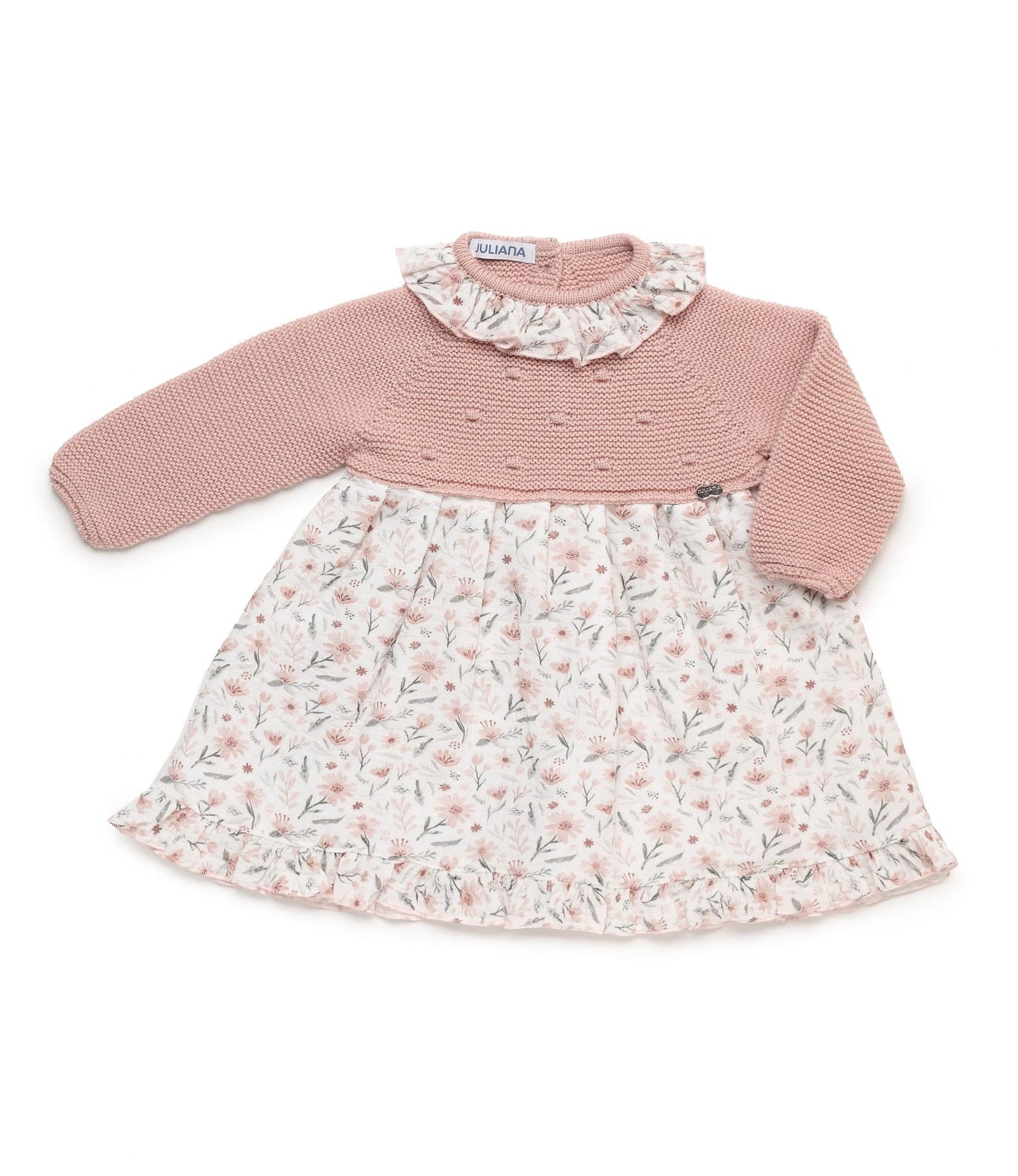 Vestido combinado punto y flores