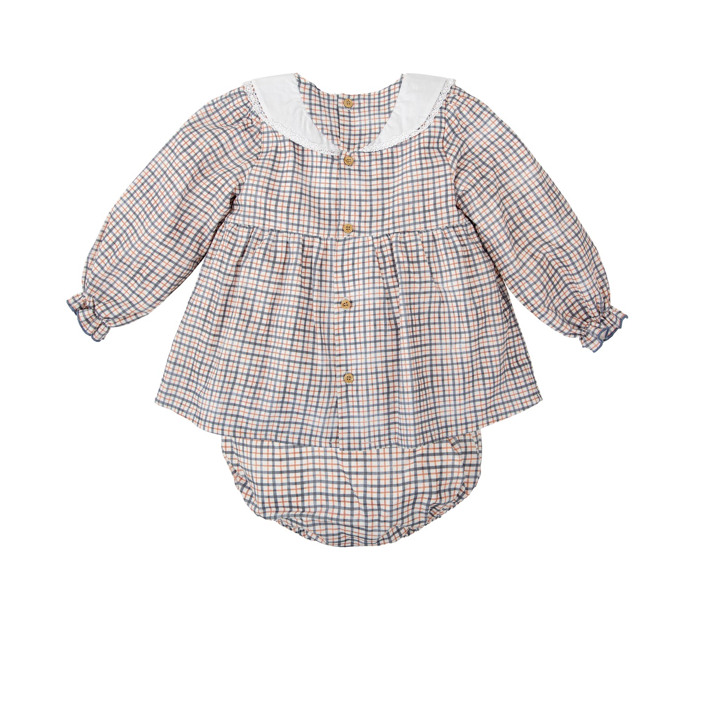 Vestido corto cuadros con cubrepañal