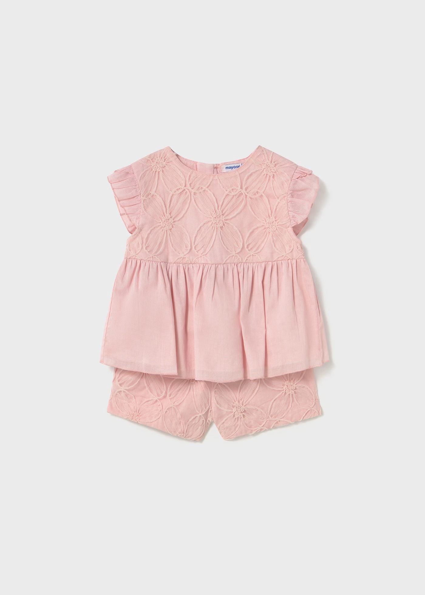 Conjunto short y blusa tul bordado