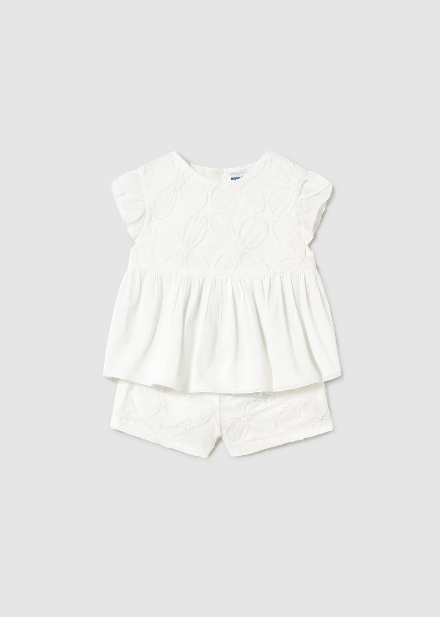 Conjunto short y blusa tul bordado