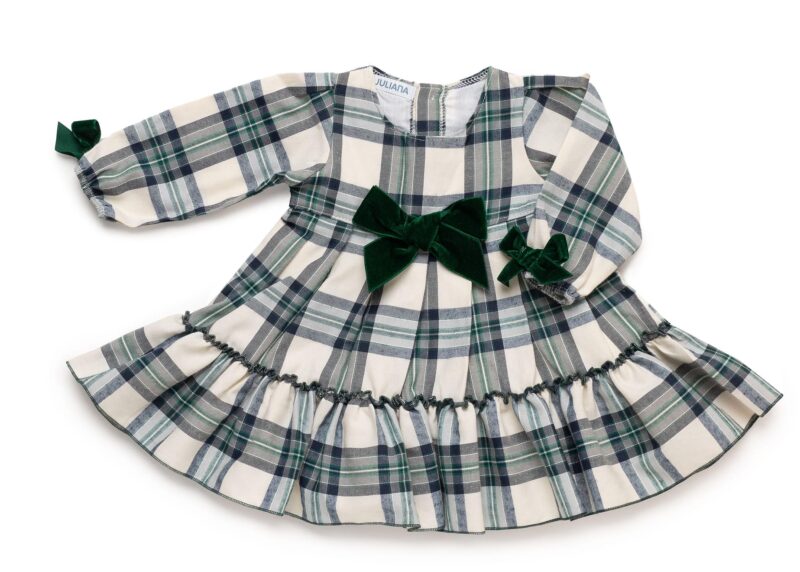 Vestido cuadros moño terciopelo