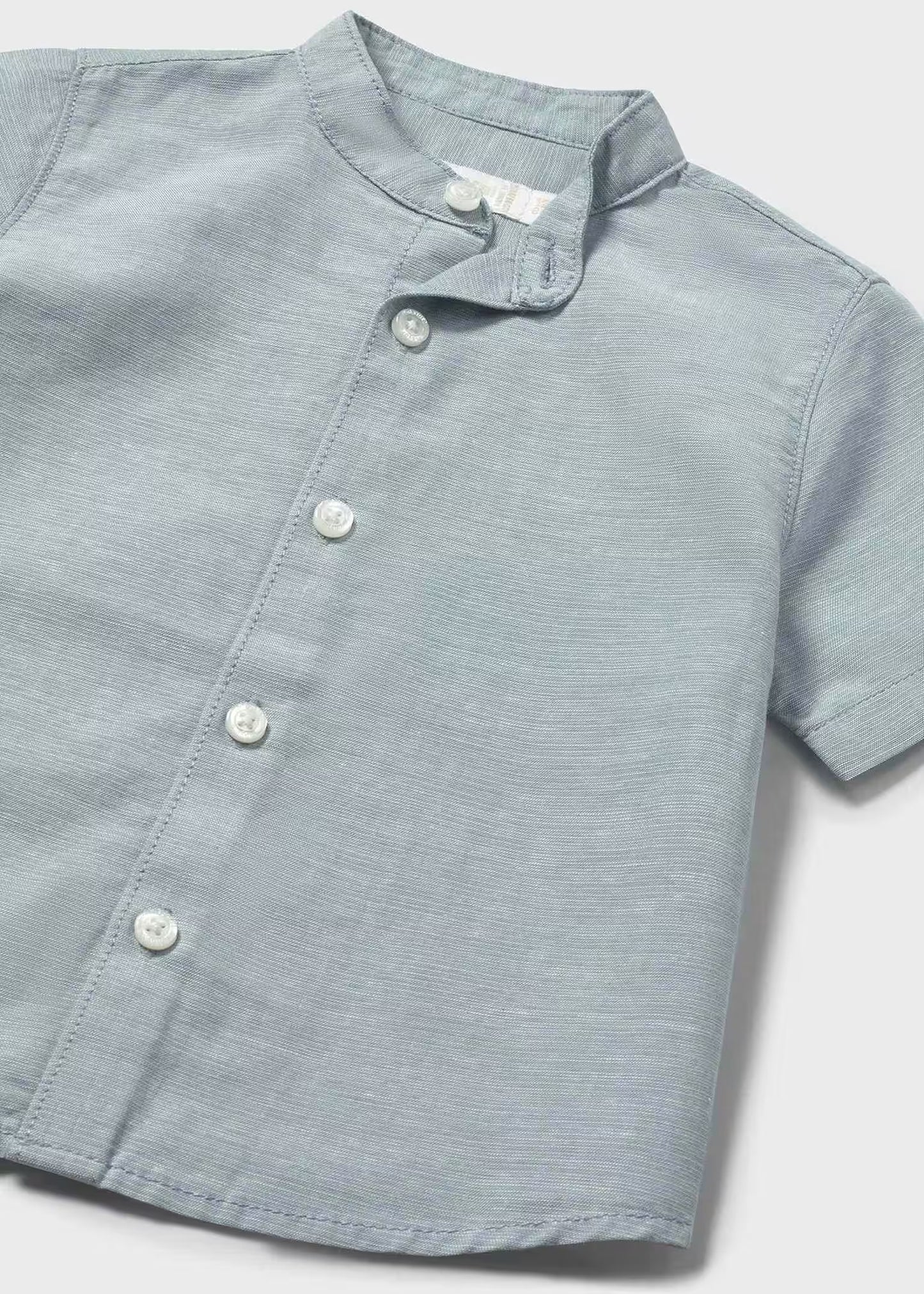 Peto rayas con camisa lino cuello mao