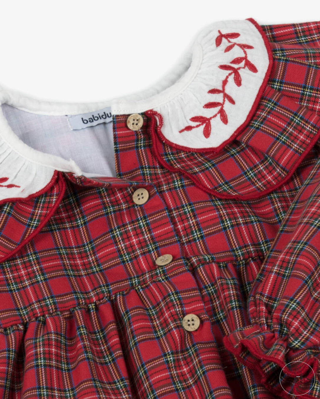 Vestido cuadros cuello bordado