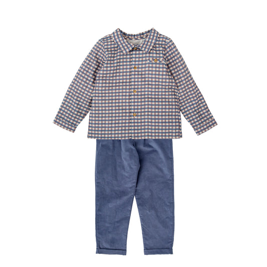 Conjunto camisa cuadros y pantalón pana