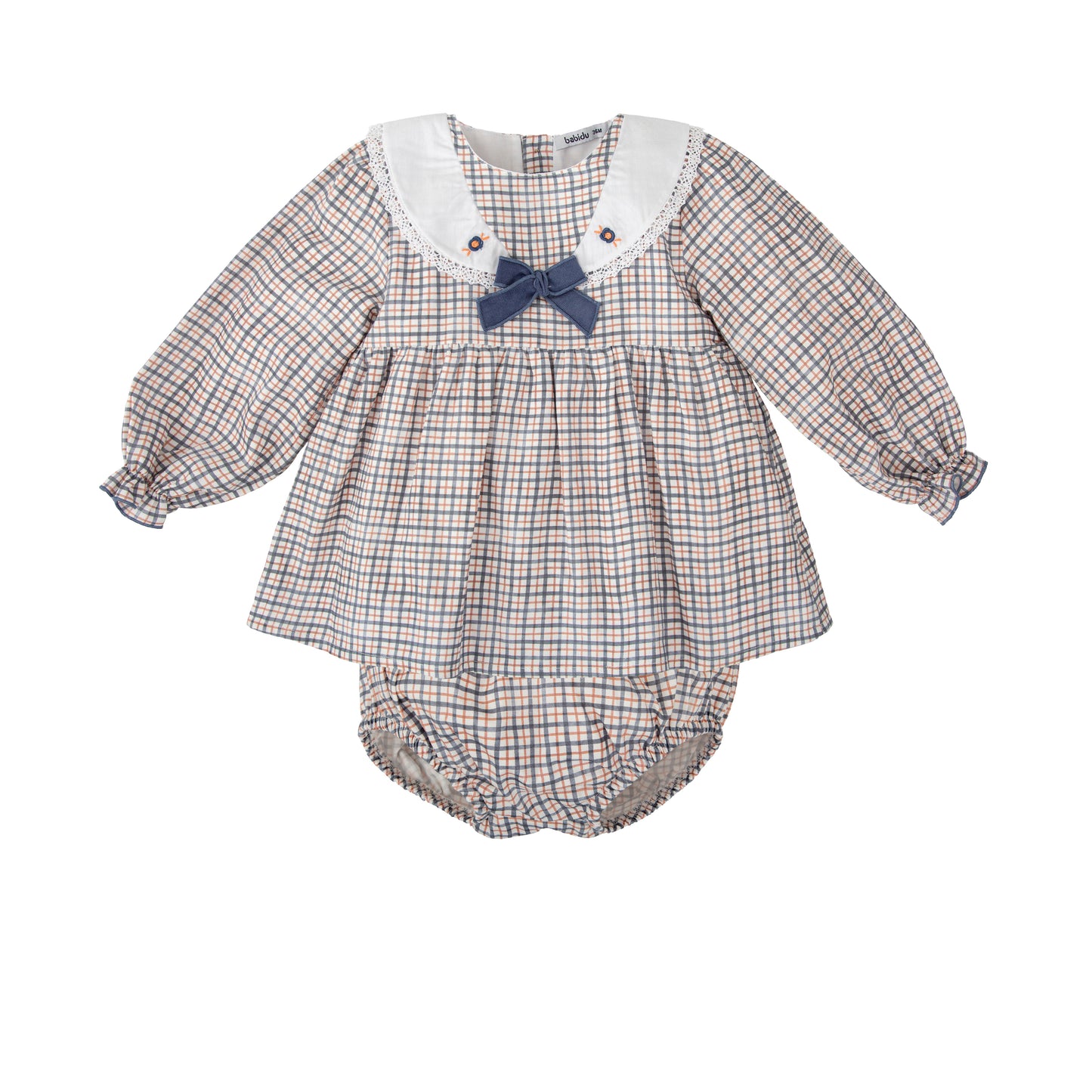 Vestido corto cuadros con cubrepañal