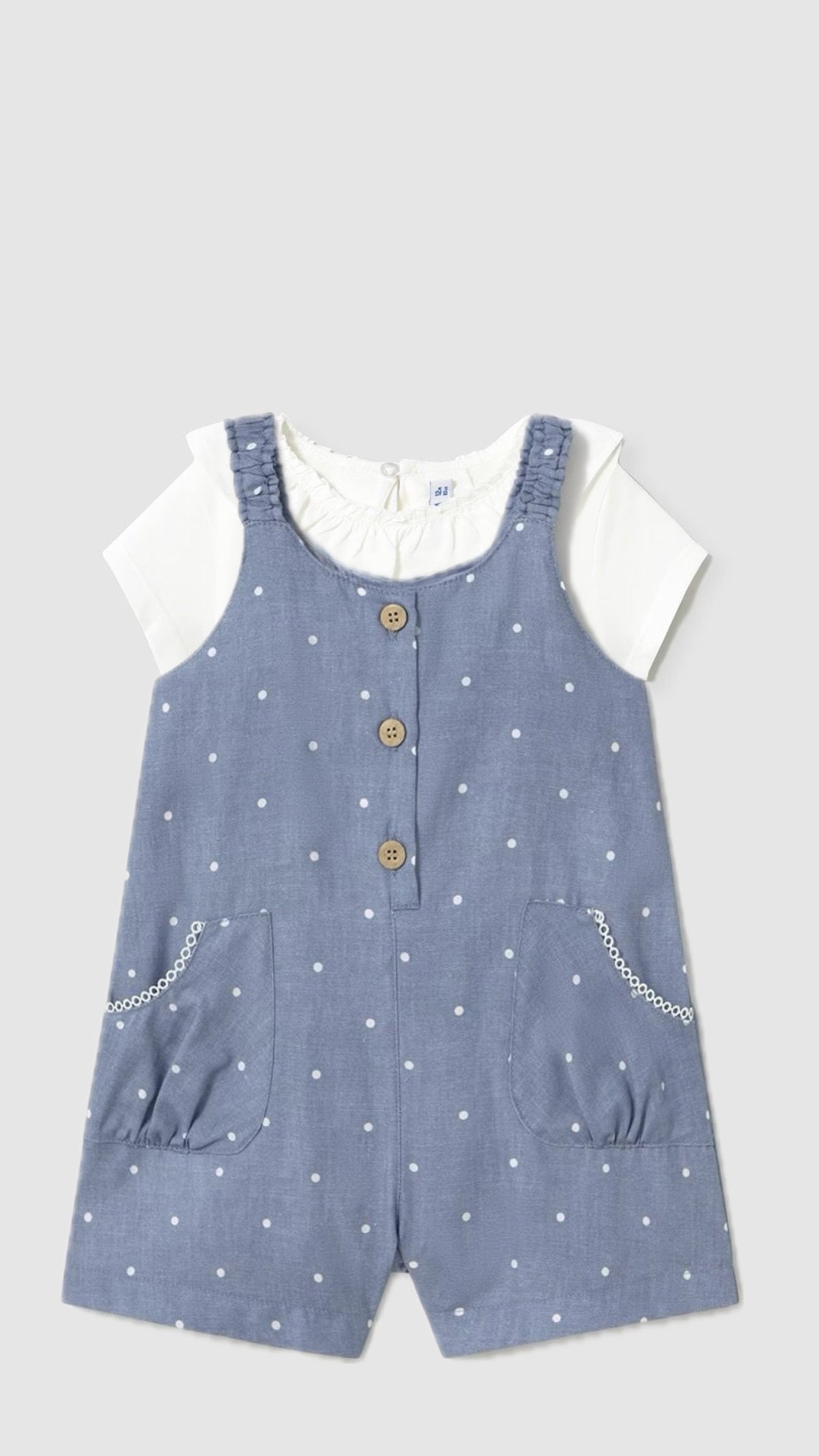 Conjunto overol polka dots con basica