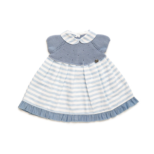 Vestido combinado cuello baby