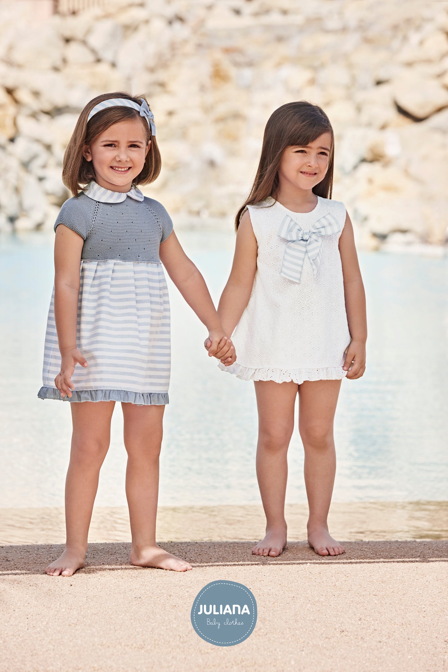 Vestido combinado cuello baby
