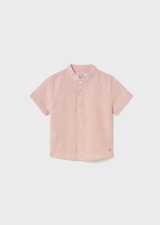 Camisa cuello mao con lino