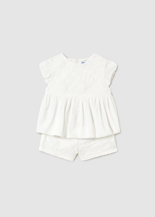 Conjunto short y blusa tul bordado