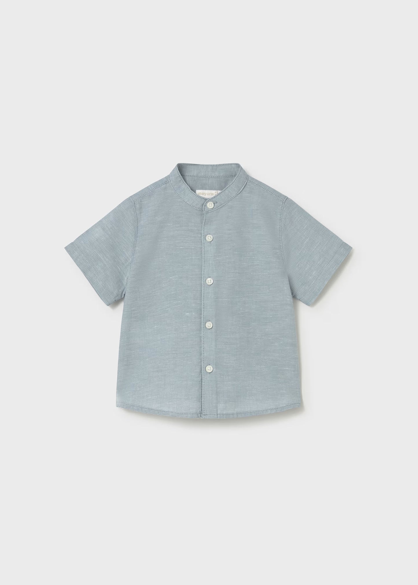 Peto rayas con camisa lino cuello mao