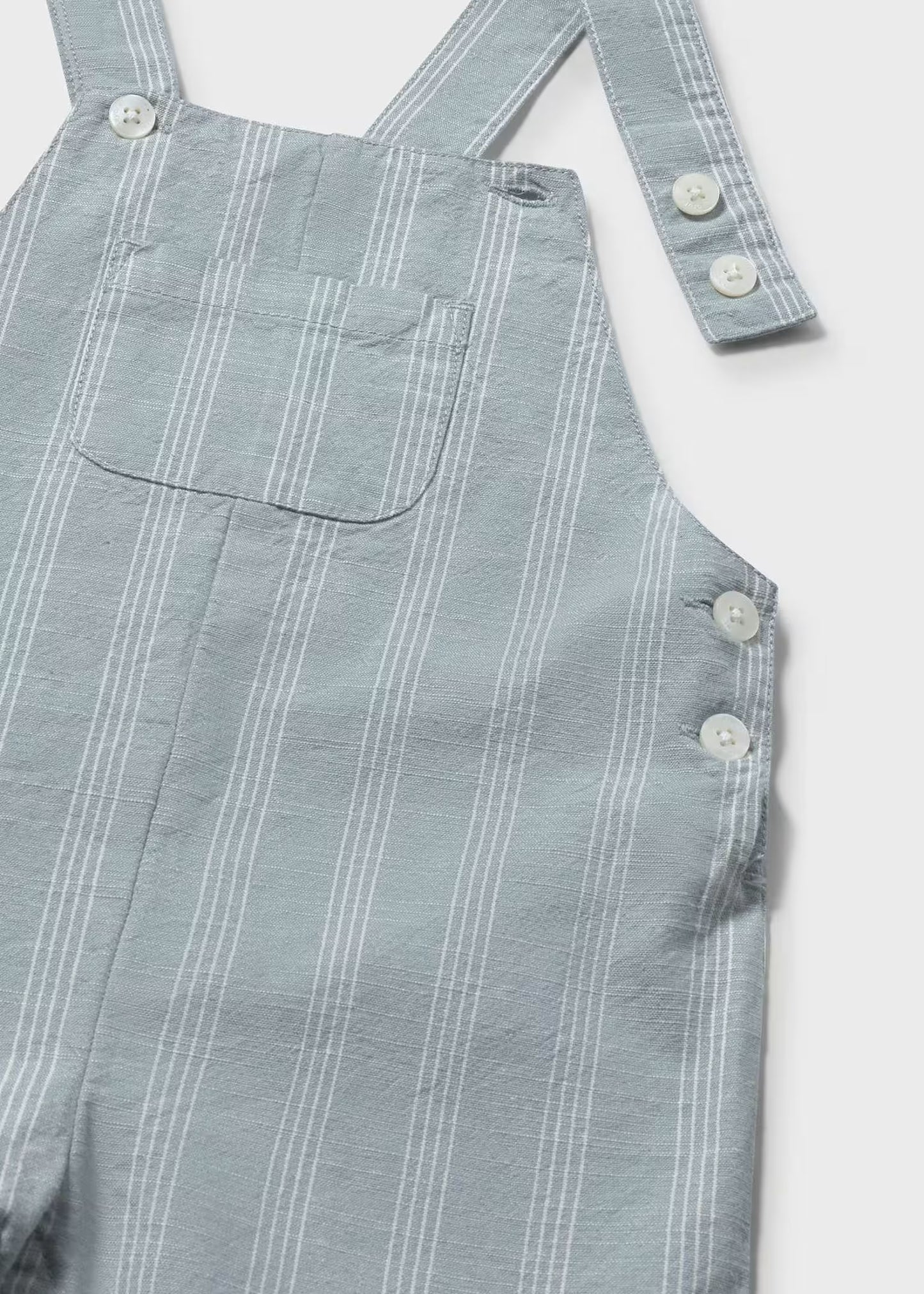 Peto rayas con camisa lino cuello mao